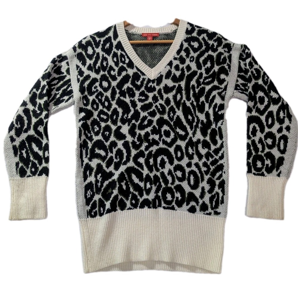 Saks Fifth Avenue‎ Women's V-Neck Sweater S 2010s Y2K Retro Streetwear